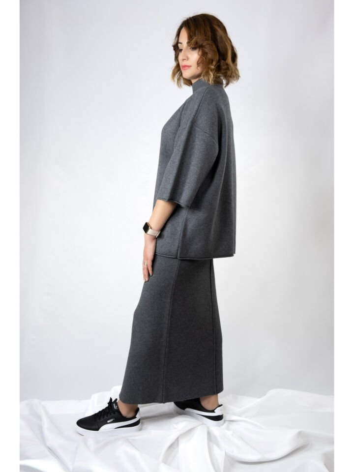 Dik Yaka Oversize Triko Kadın Kazak STD