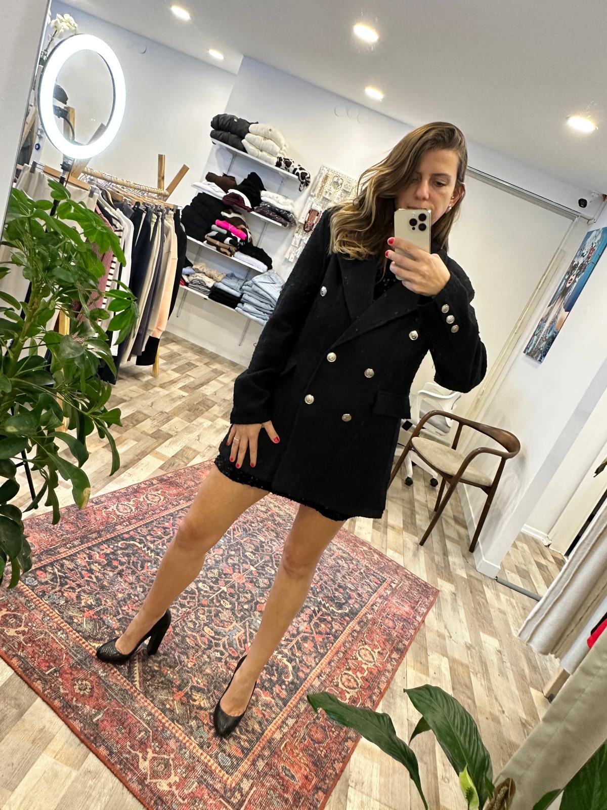 Gümüş Düğme Detay Tüvit Blazer Kadın Ceket