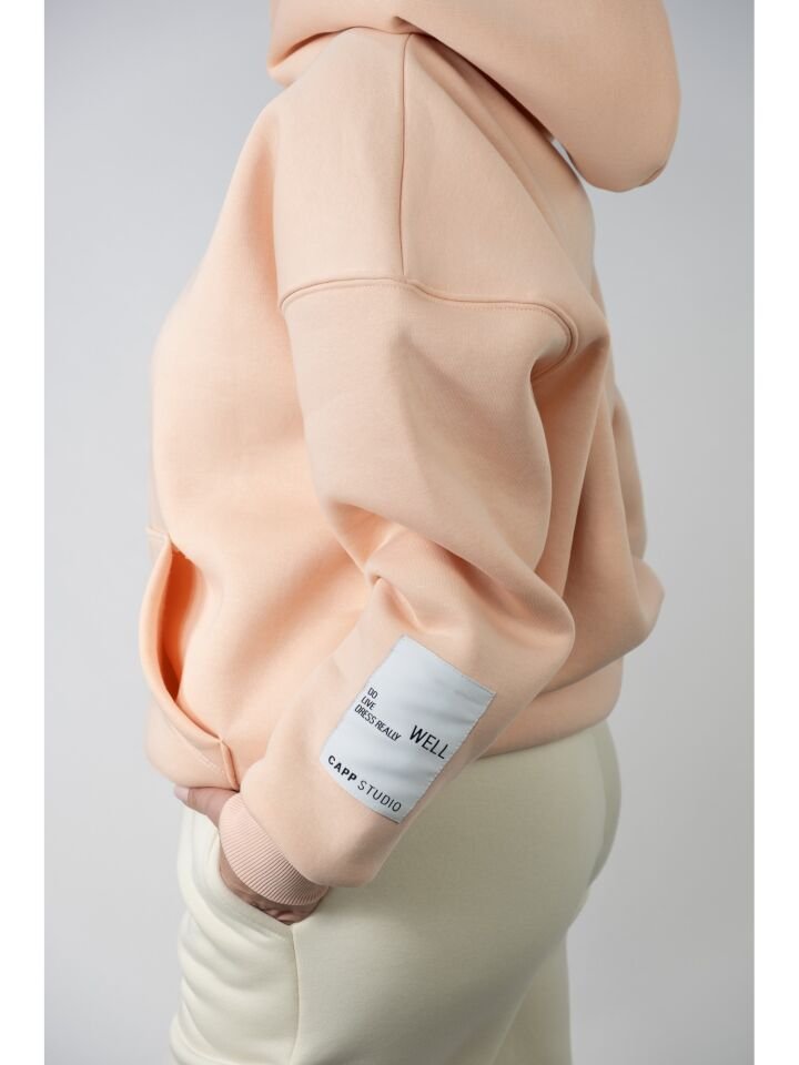Kapişonlu Şardonlu Pembe Kadın Sweat