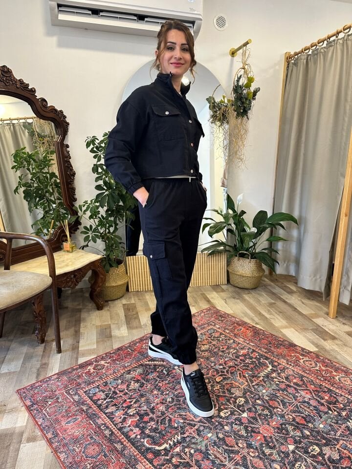 Cep Detay Paça Lastikli Kot Takım