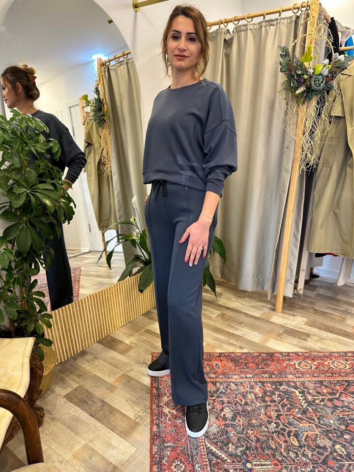 Oversize Modal Kumaş Füme Kadın Sweat
