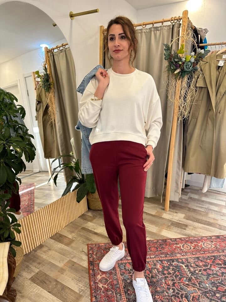 Oversize Modal Kumaş Ekru Kadın Sweat