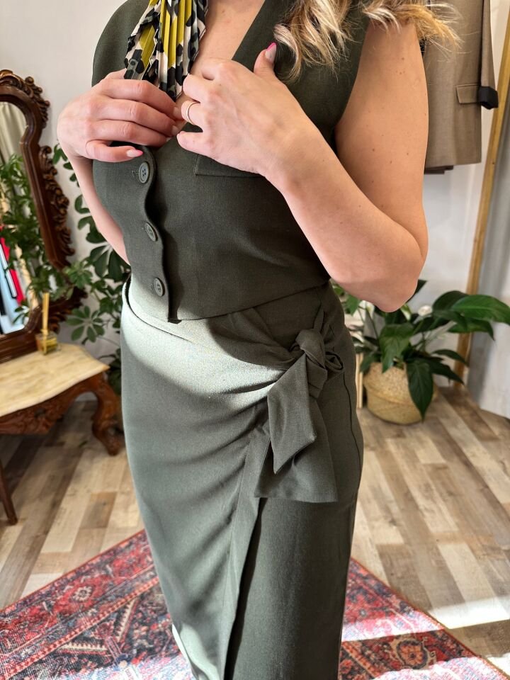 Vatkalı Crop Haki Yelek