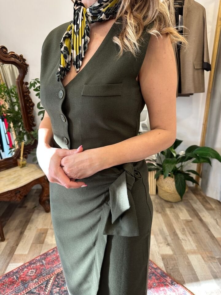 Vatkalı Crop Haki Yelek