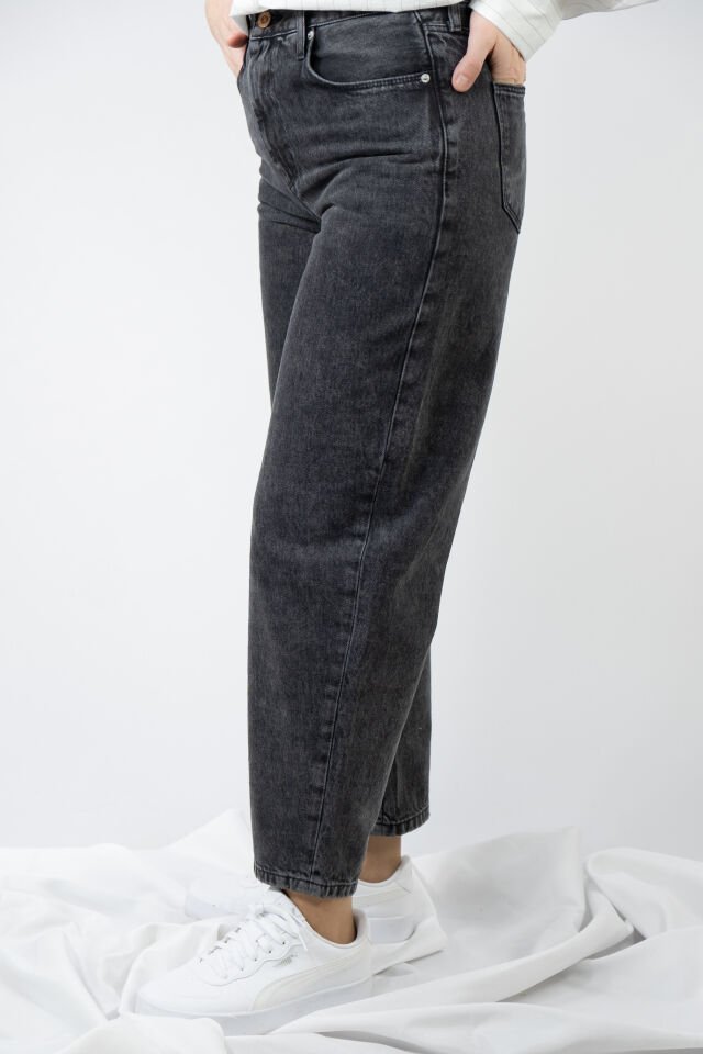 Baloon Fit Yüksek Bel Gri Jean
