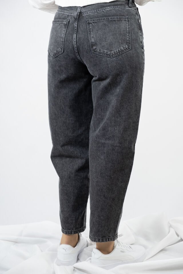 Baloon Fit Yüksek Bel Gri Jean