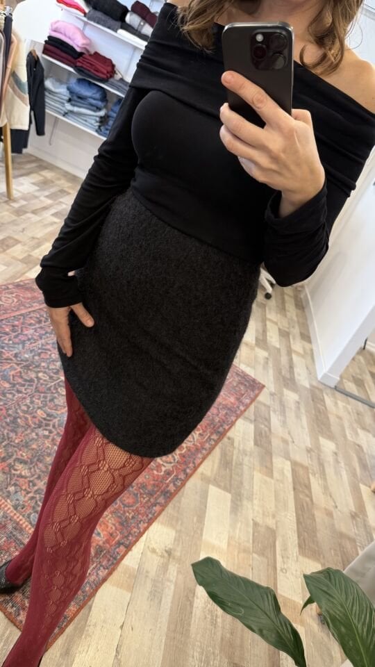 Kaşe Astarlı Mini Siyah Etek