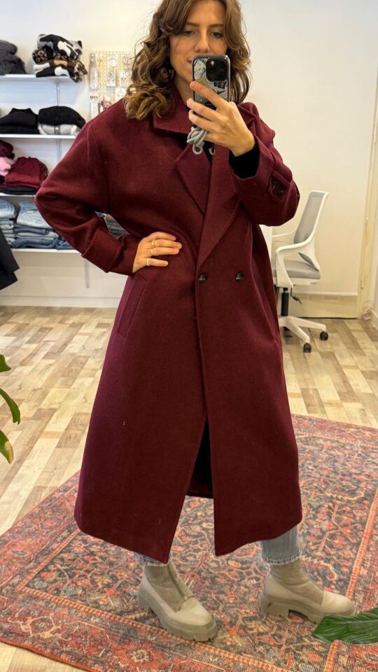 Kaşe Uzun Bordo Kaban STD