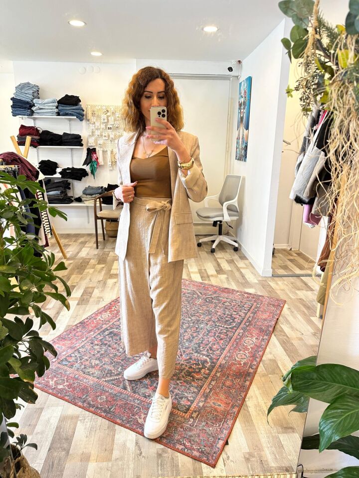 Tasarım Blazer Ceketli Şalvar Takım